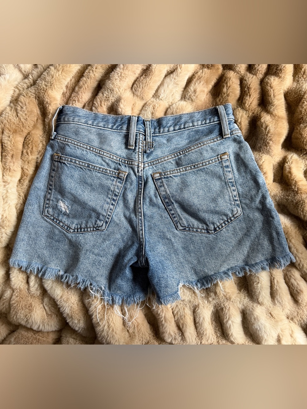 We the Free Light Blue Distressed Denim Shorts - Women's Casual Summer Cutoffs - Picture 3 of 5